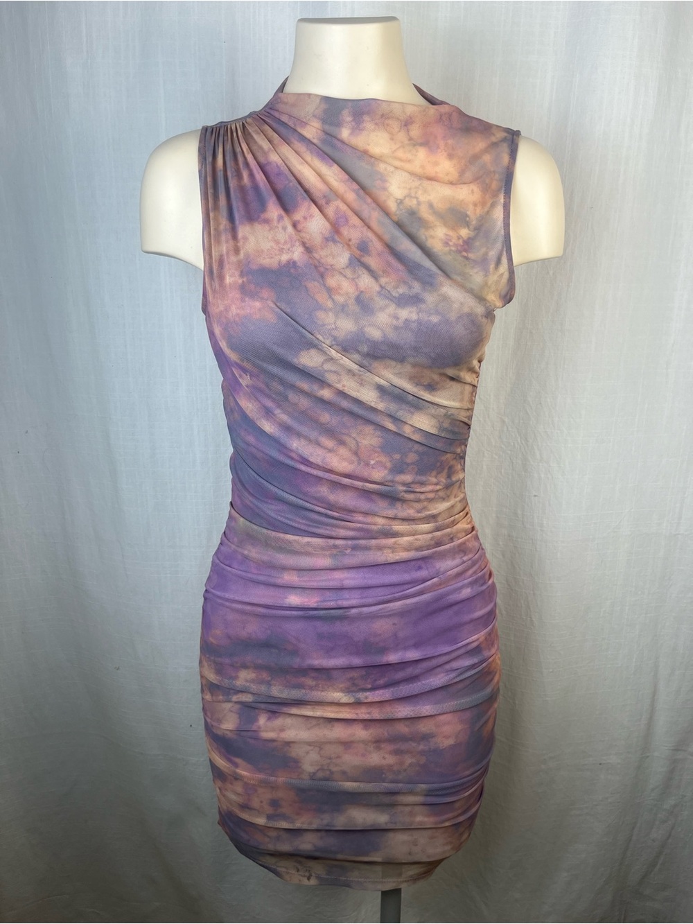 Zara Sleeveless Tie-Dye Mini Dress in Purple and Cream XS Like new 💜